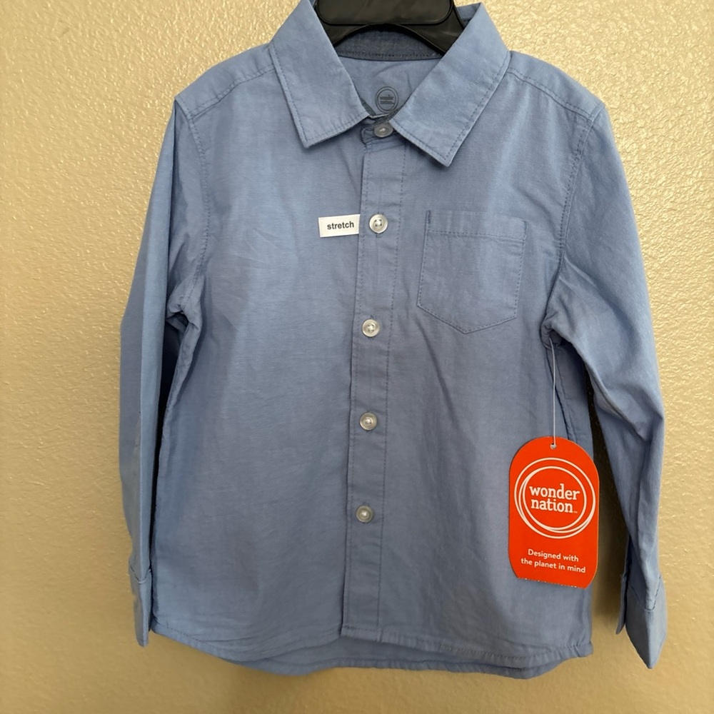 Toddler boys collar long sleeve button up shirt
